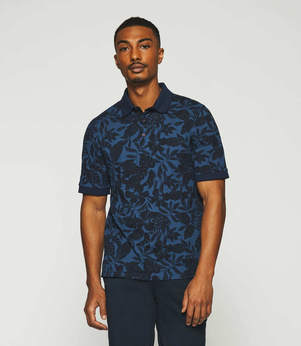 Black floral clearance polo shirt