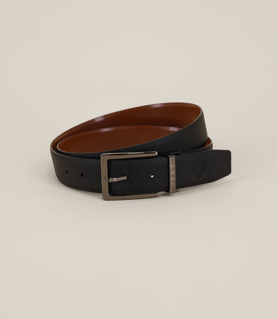 Ceinture avec sangle en cuir noire