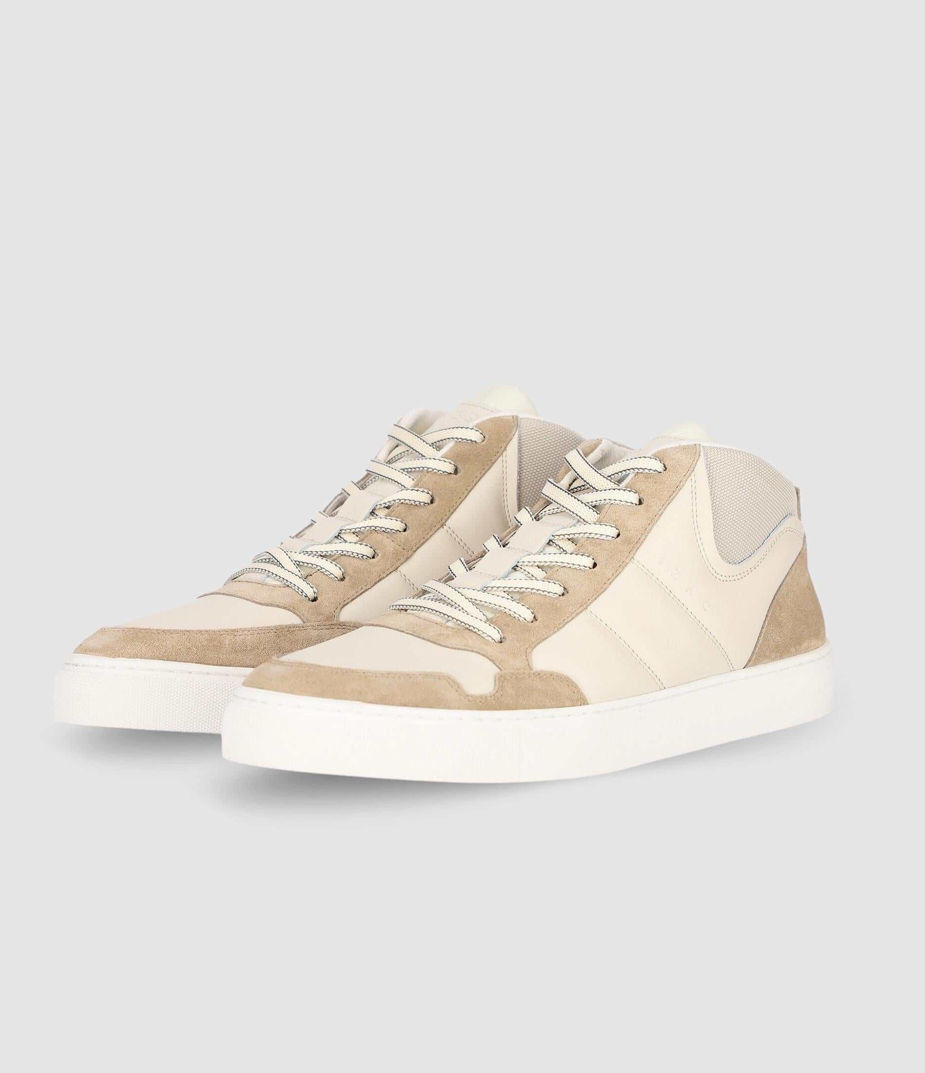 Sneakers montantes bi matière blanc et beige OSLO IZAC