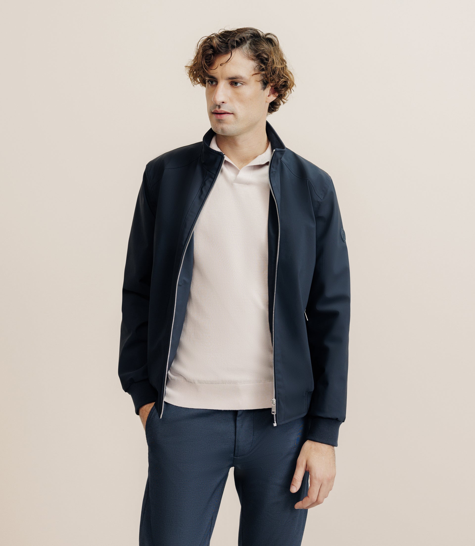 Blouson col montant marine