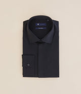 Black cotton satin city shirt