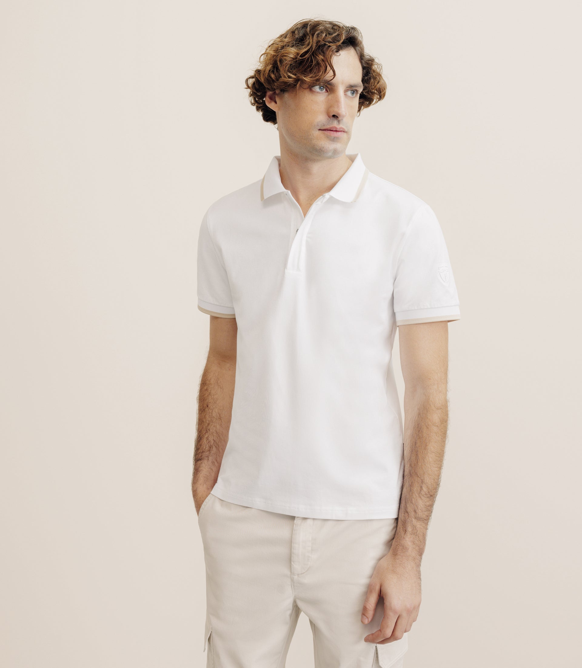 Polo zip blanc