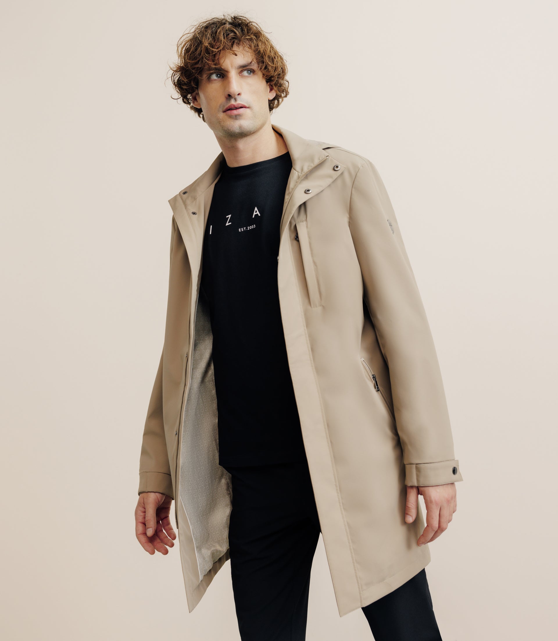 Parka longue et légère beige