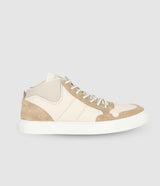 Sneakers montantes bi matière blanc et beige OSLO - IZAC