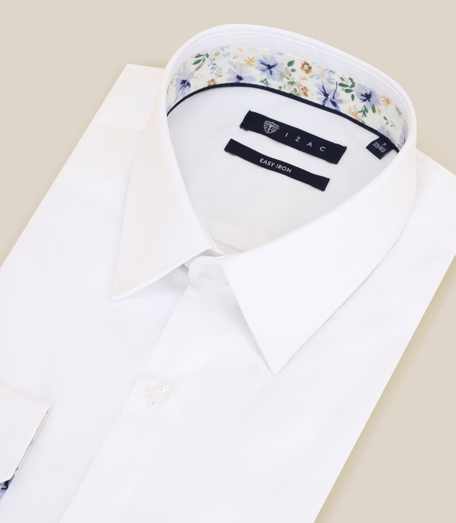 Chemise ajustée repassage facile blanche