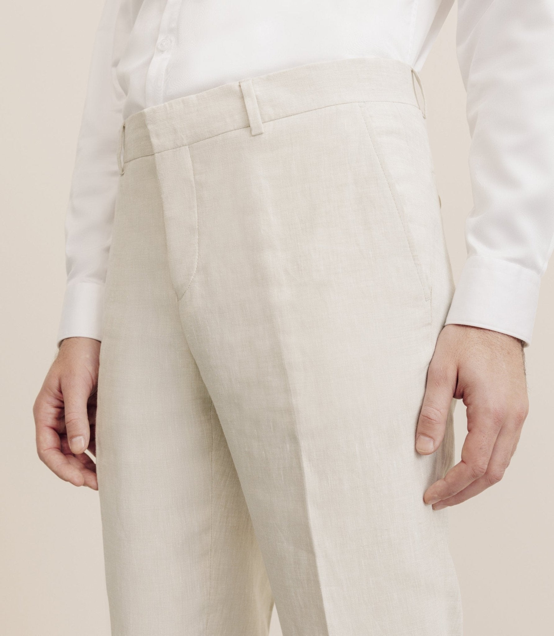 Pantalon 100% lin beige - IZAC