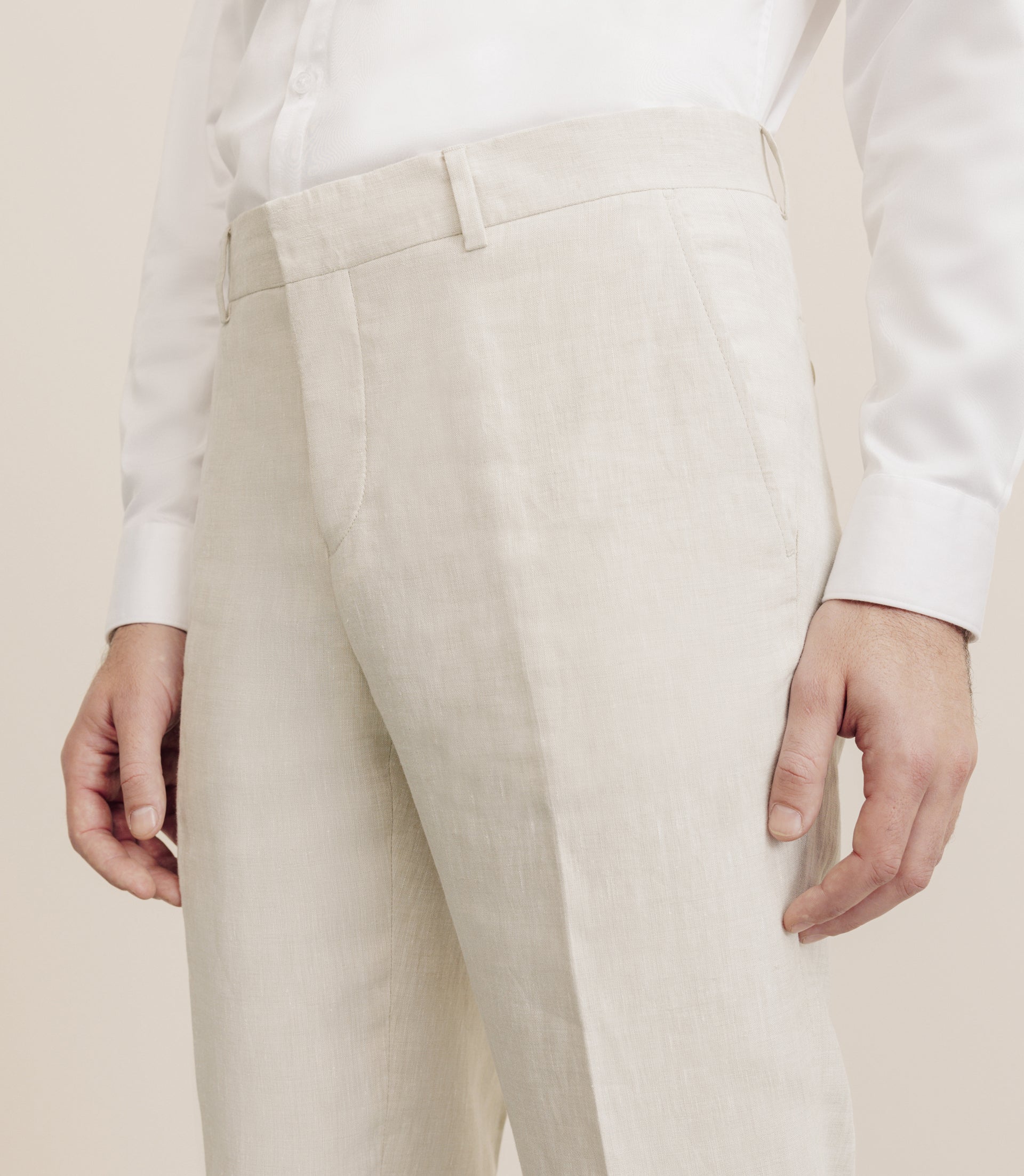 Pantalon 100% lin beige