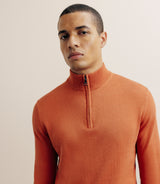 Pull col montant camionneur orange foncé