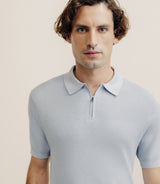 Polo col zip gris bleu - IZAC