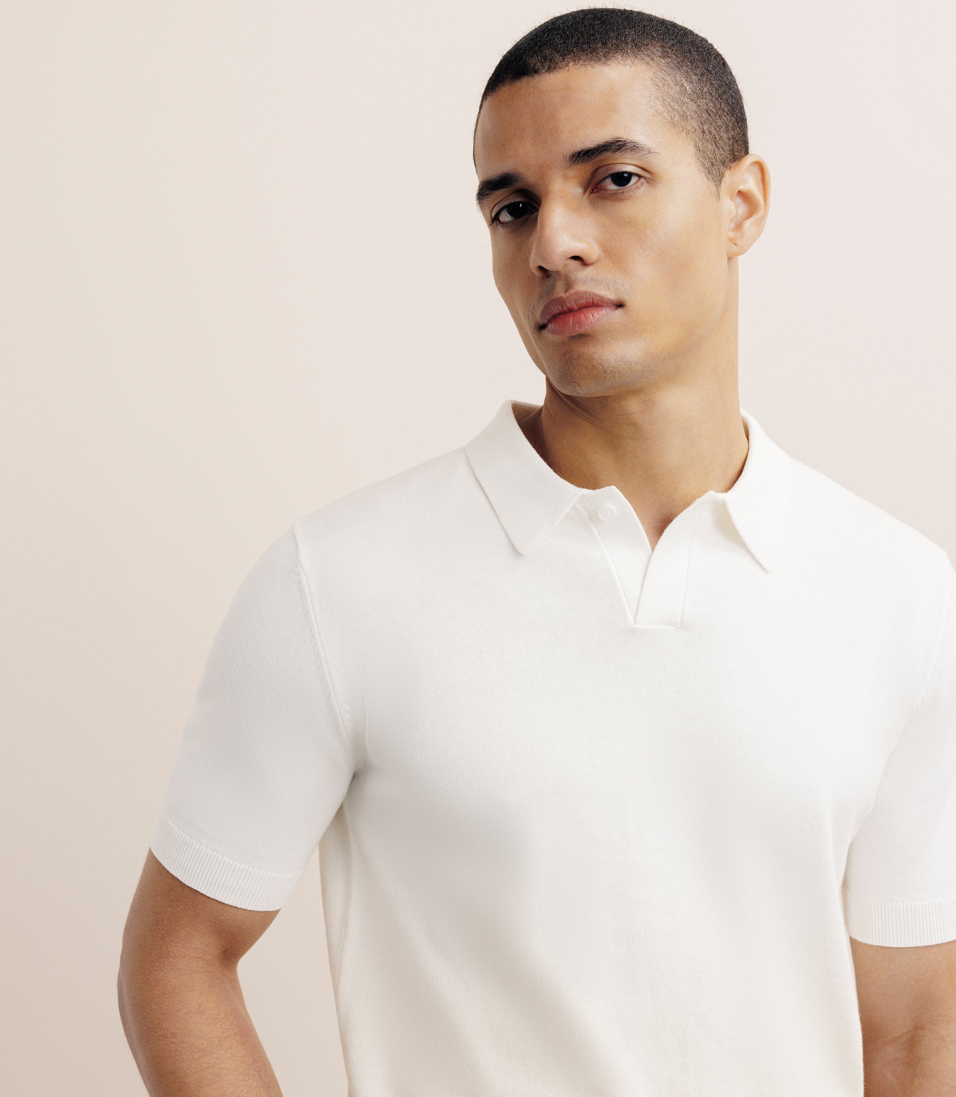 Polo en maille dégradé beige