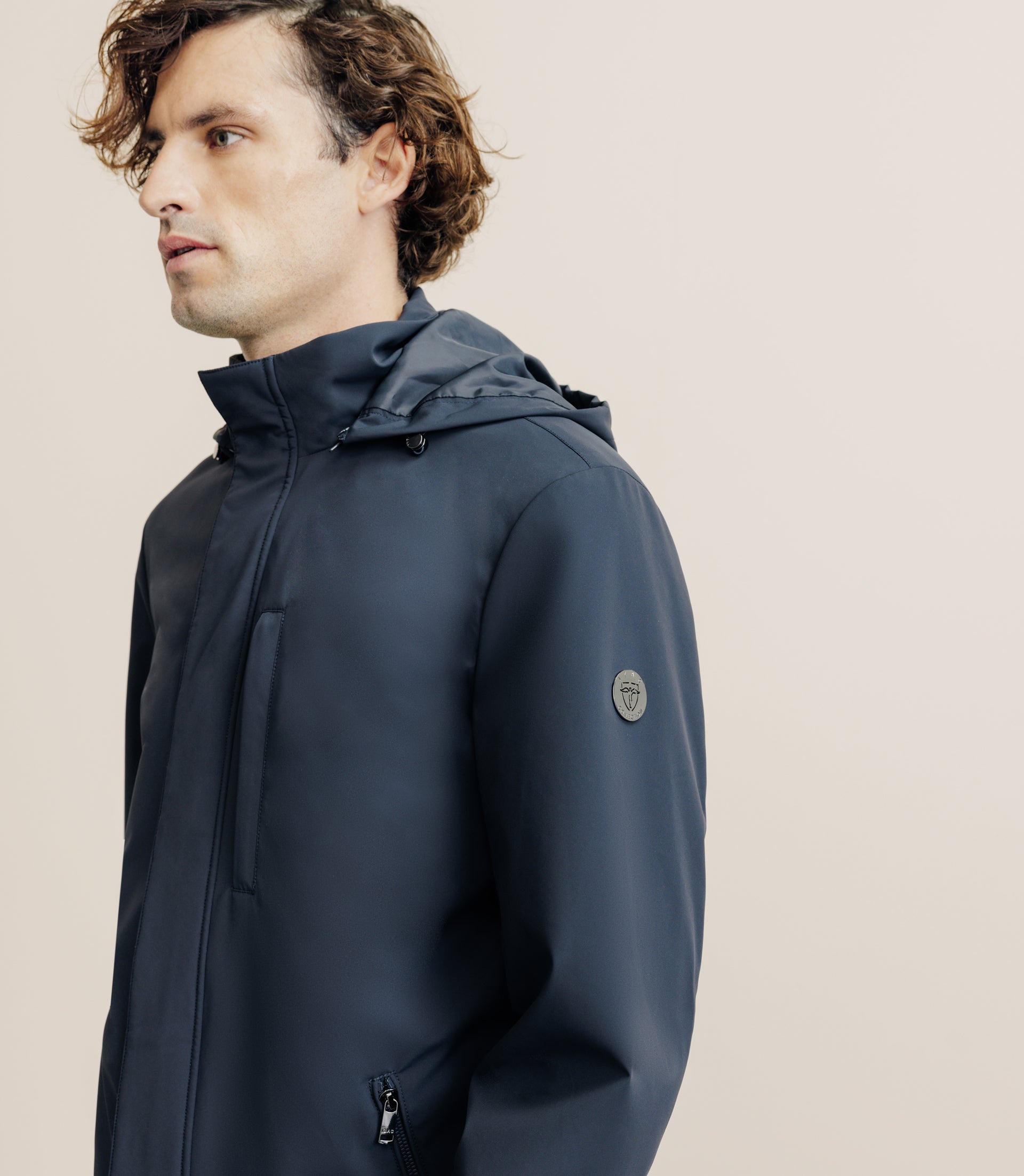 Parka longue et légère marine