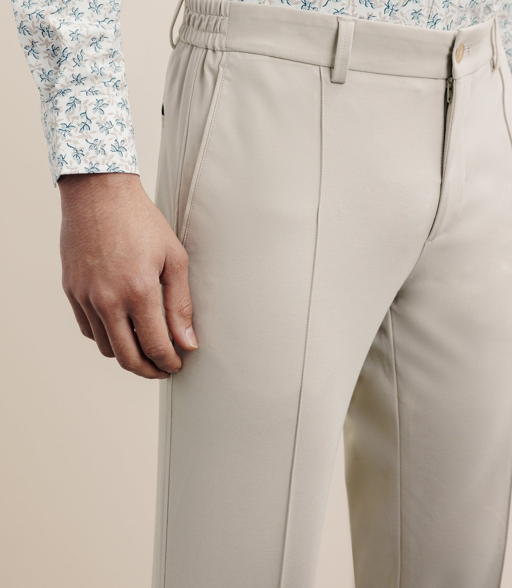 Pantalon ville en maille beige - IZAC