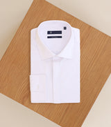 White cotton satin city shirt