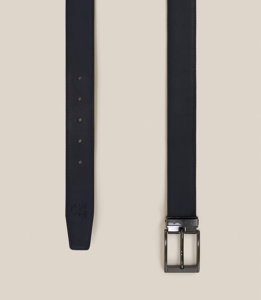 Ceinture en cuir avec sangle réversible marine