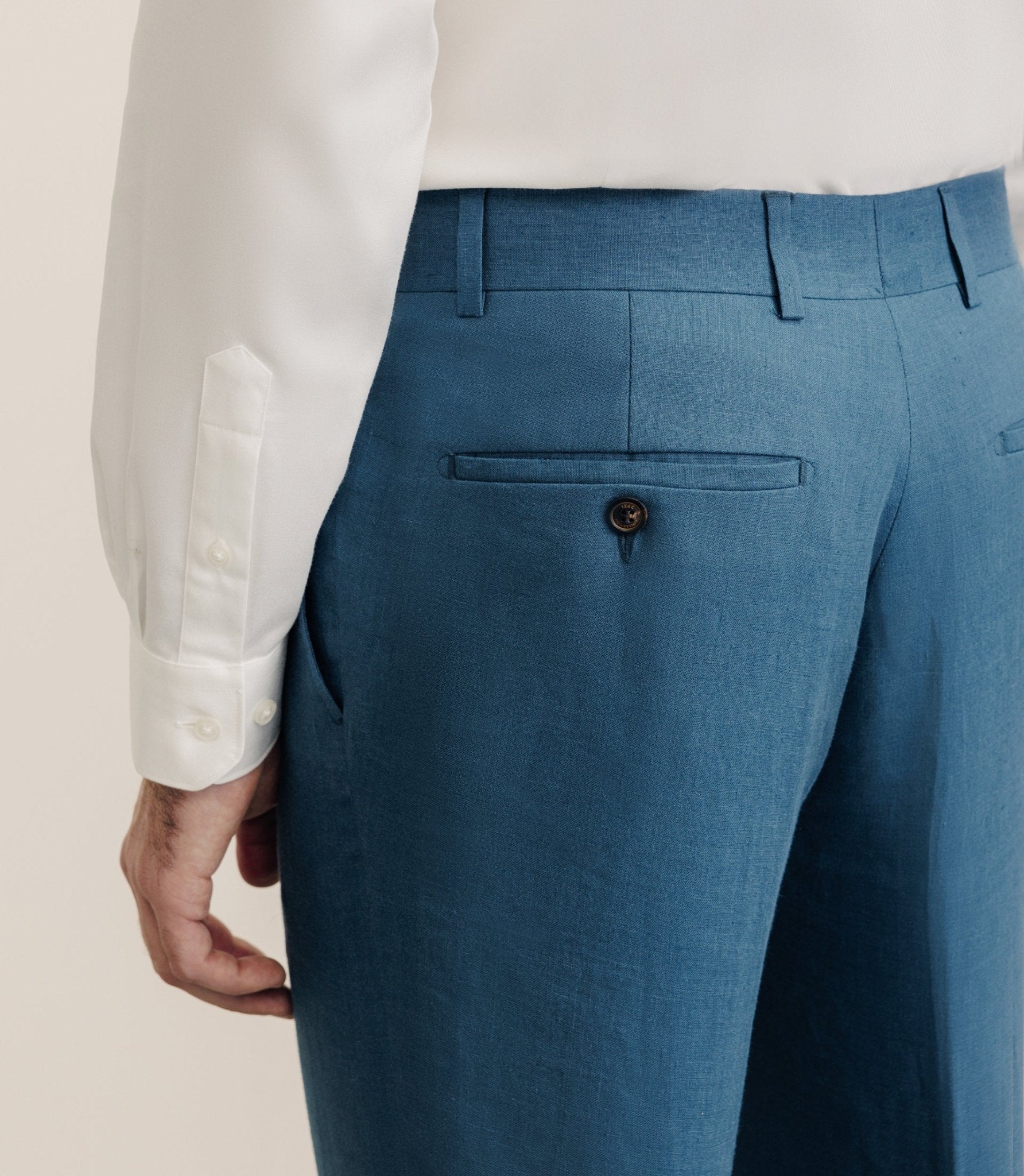 Pantalon 100% lin bleu vert - IZAC