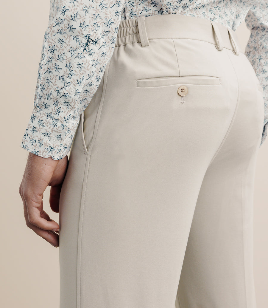 Pantalon ville en maille beige