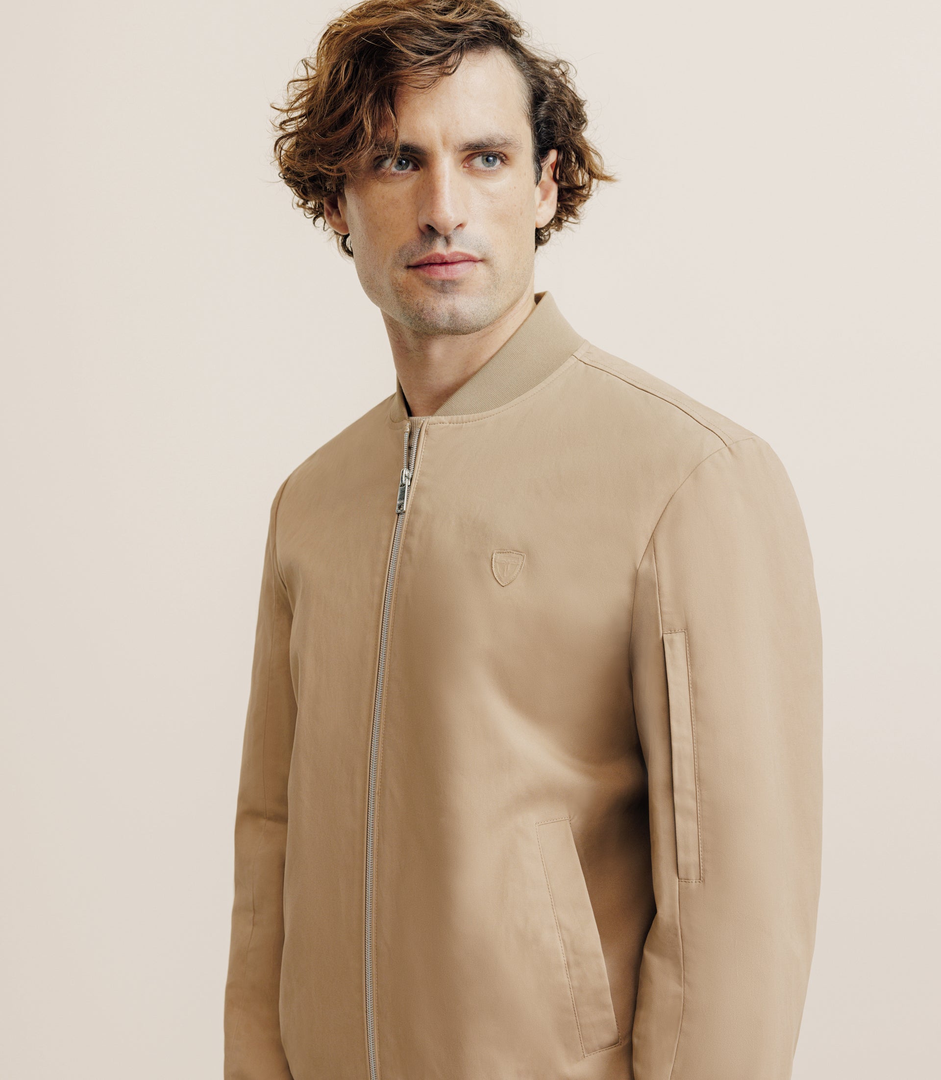 Blouson col teddy beige