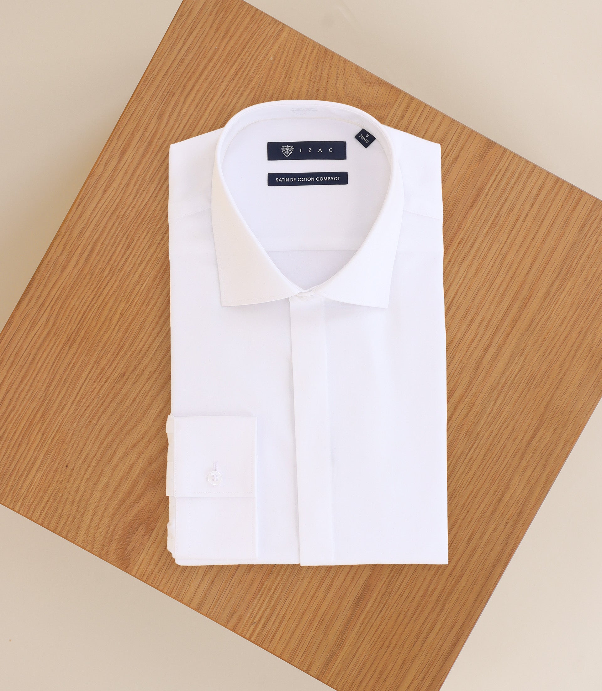 White cotton satin city shirt