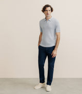 Polo col zip gris bleu