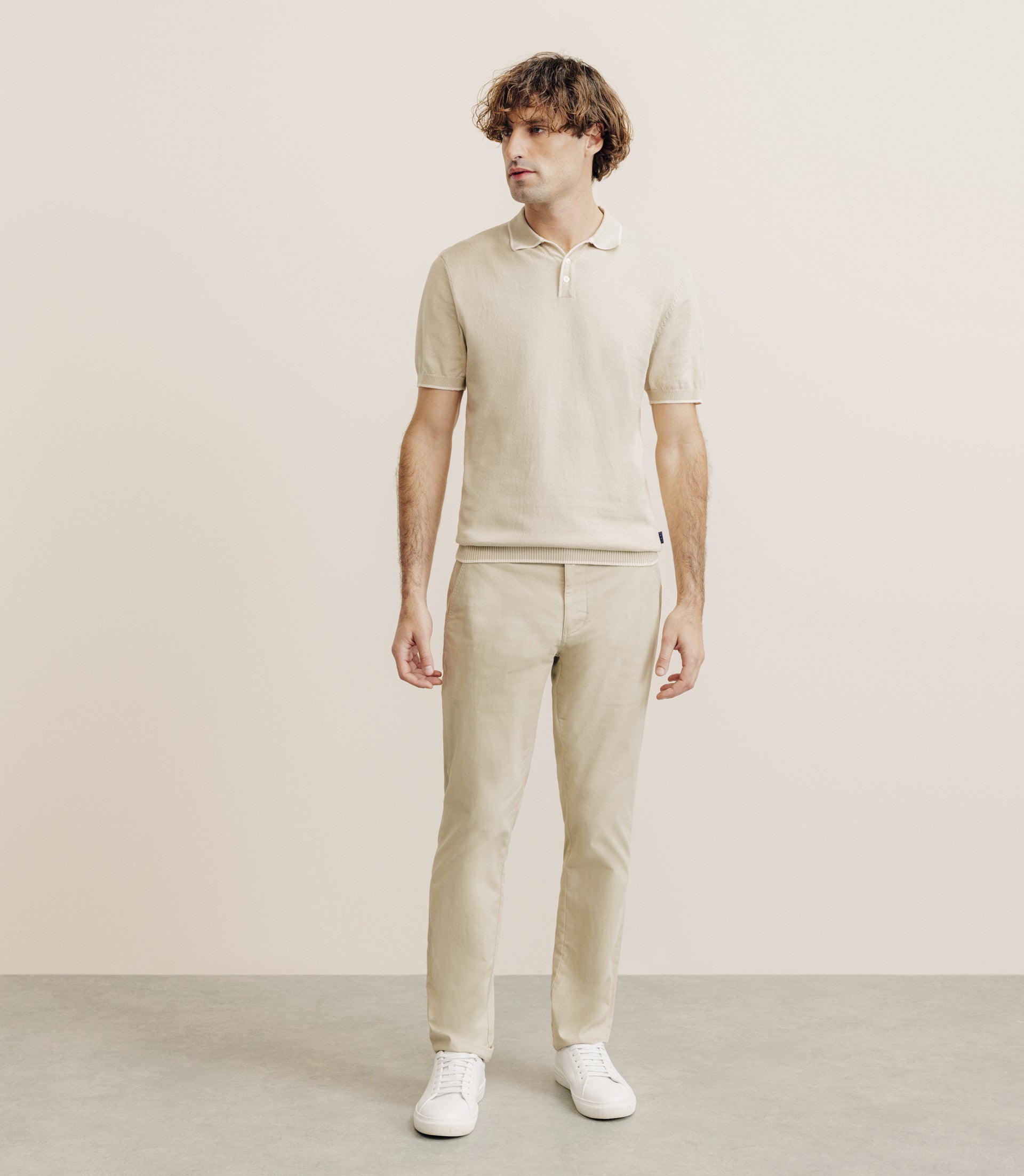 Polo col ouvert beige