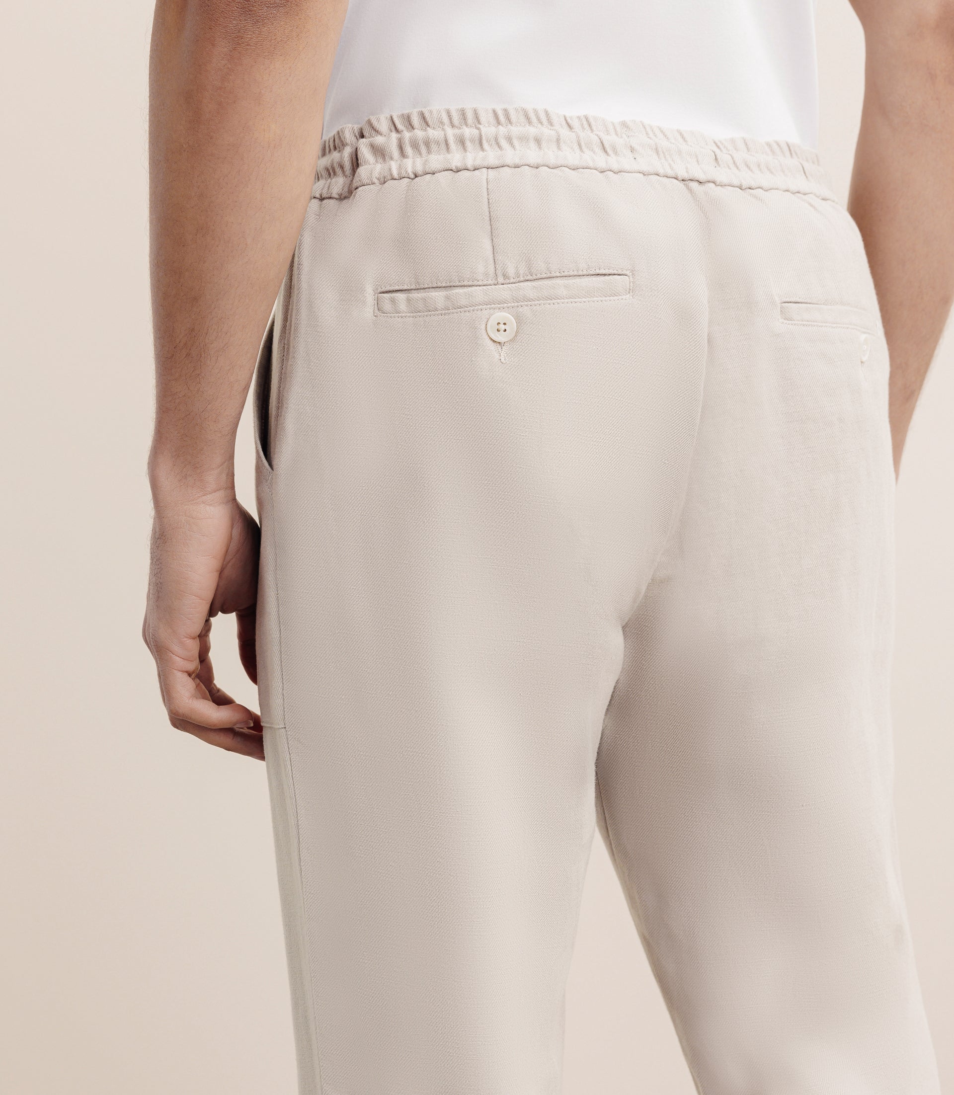 Pantalon élastiqué beige