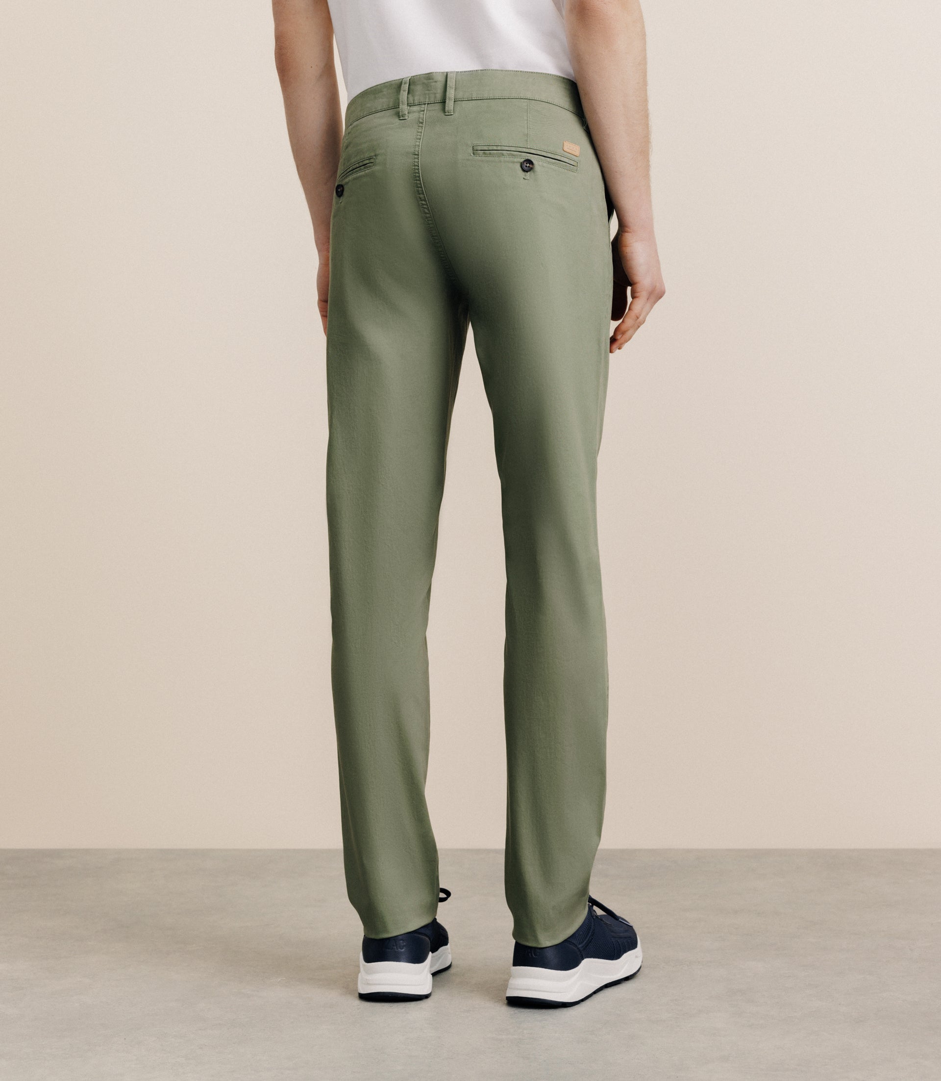 Khaki stretch cotton pants