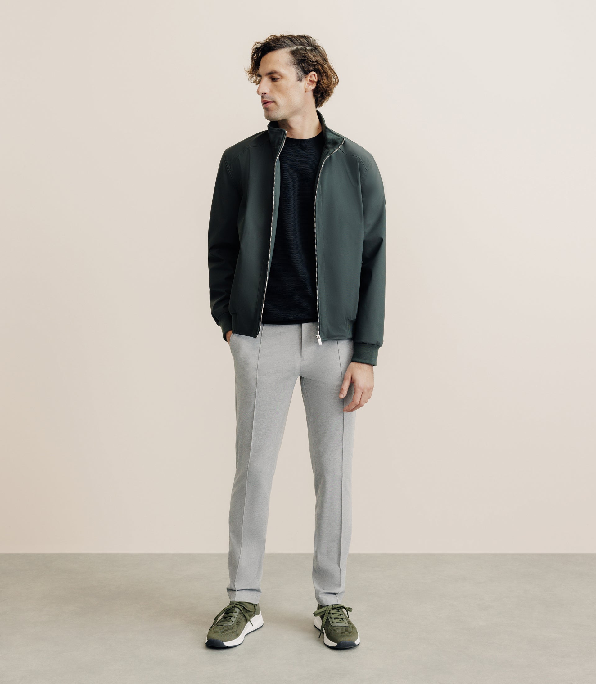 Blouson col montant kaki