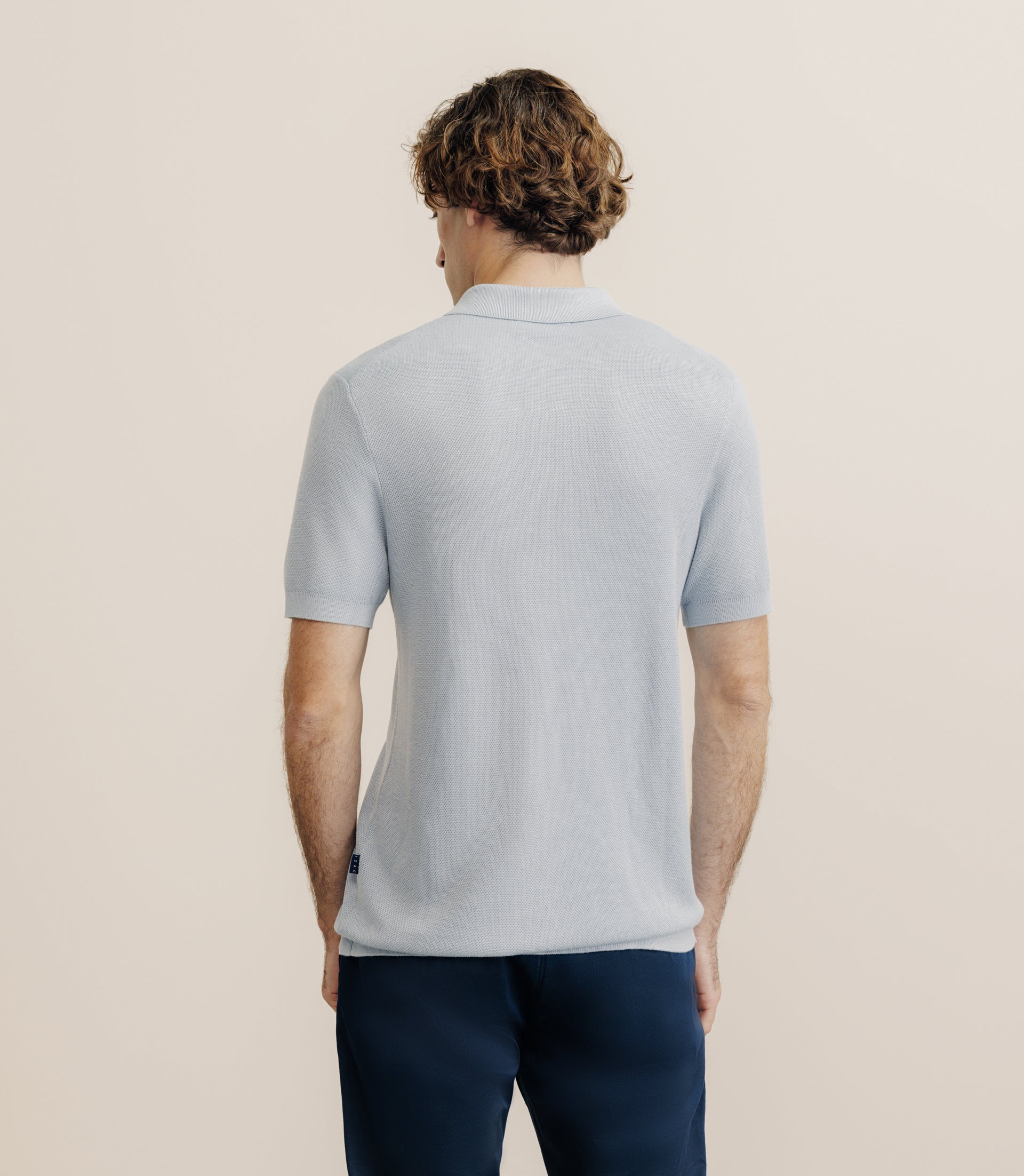 Polo col zip gris bleu