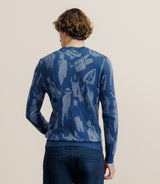 Pull col rond indigo