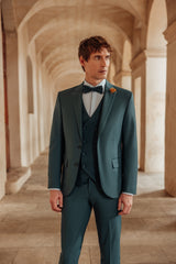 Blue-green 3-piece suit