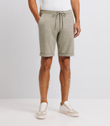 Light khaki stretch cotton Bermuda shorts