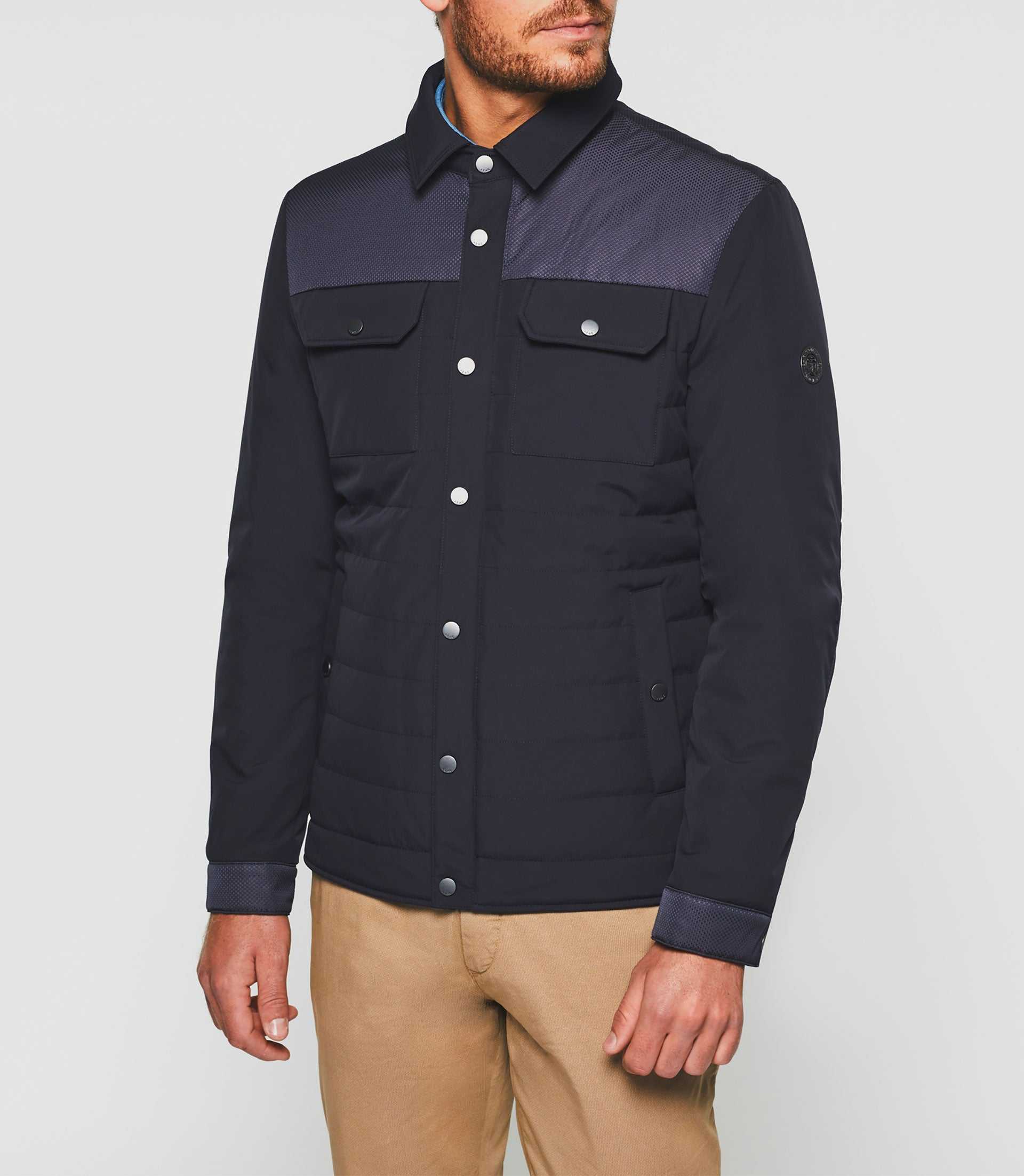 Ross" navy two-ply overshirt