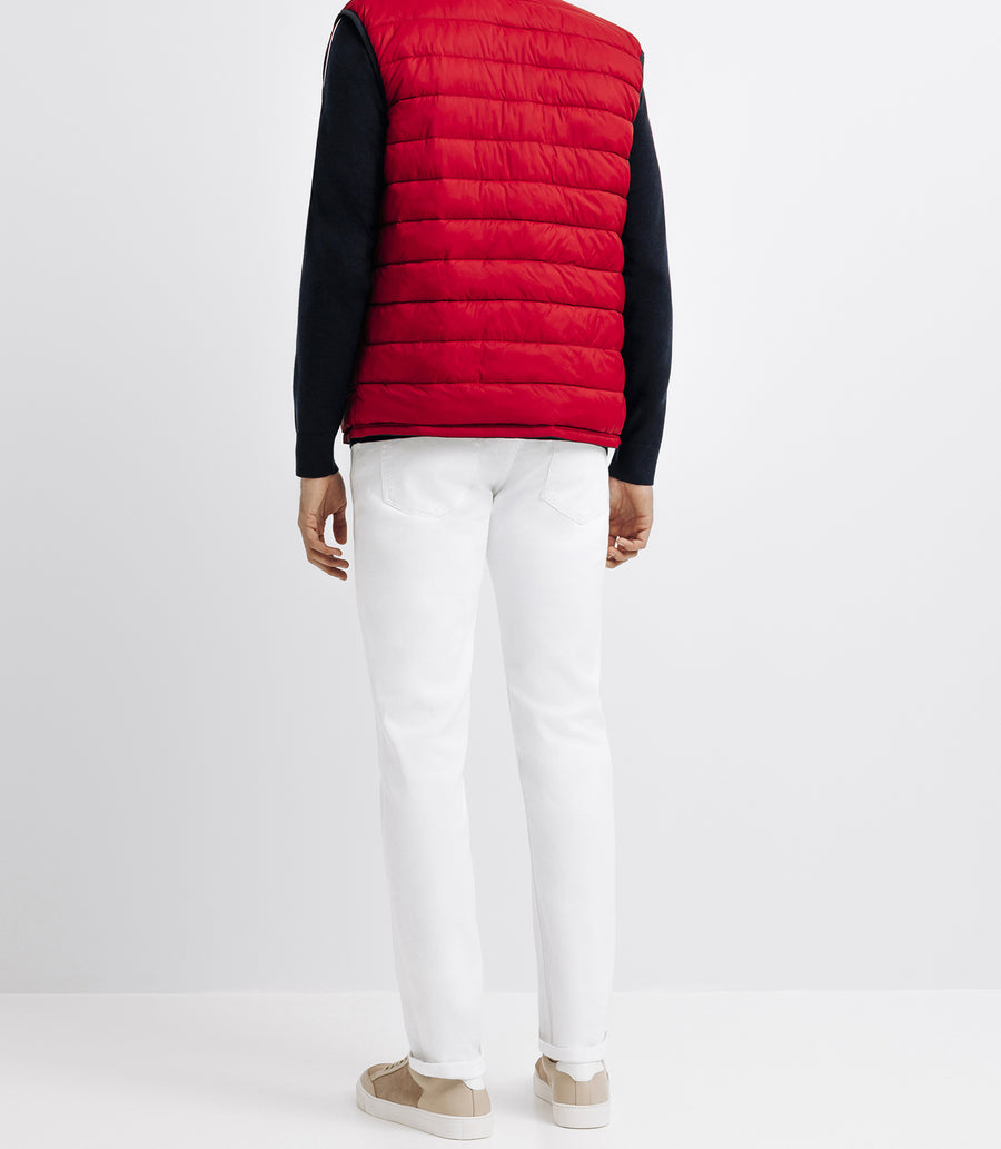 Reversible sleeveless down jacket navy and red RENAN