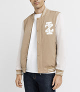 Blouson teddy bicolore beige et blanc