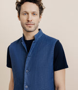 Indigo sleeveless jacket