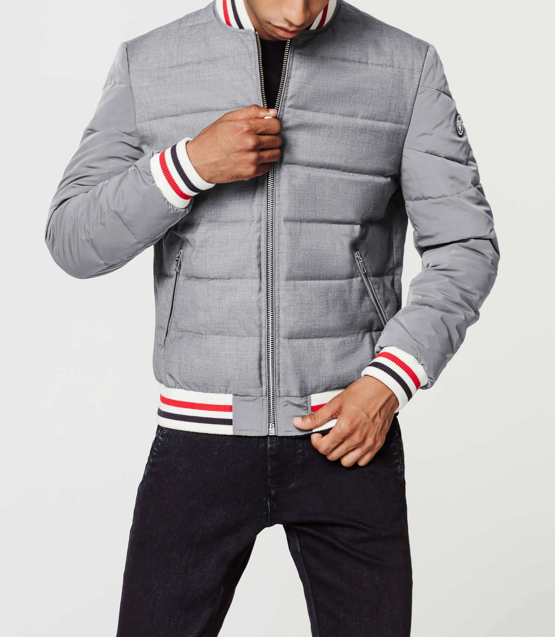 Blouson teddy matelassé grisIZAC