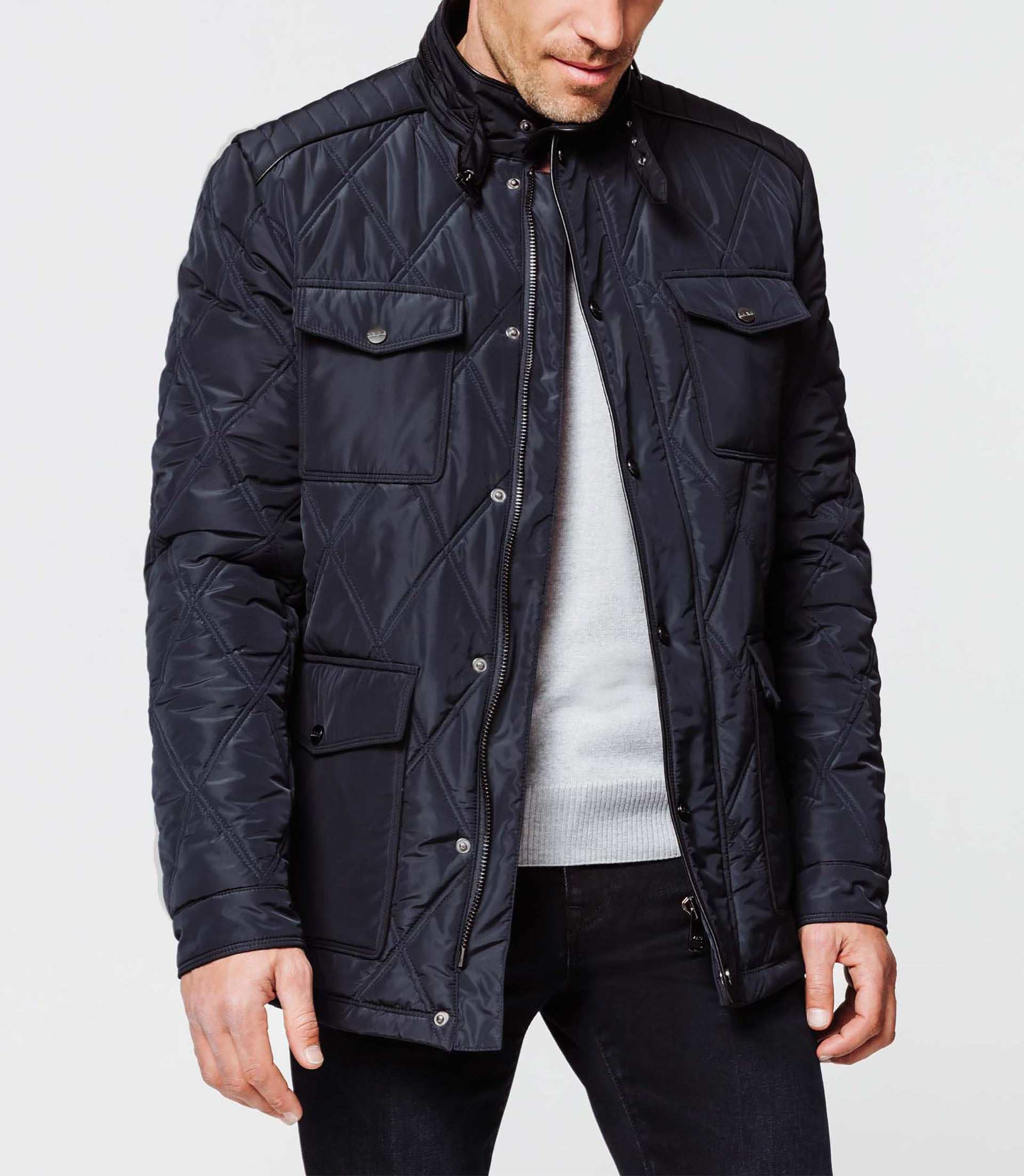 Navy quilted parka