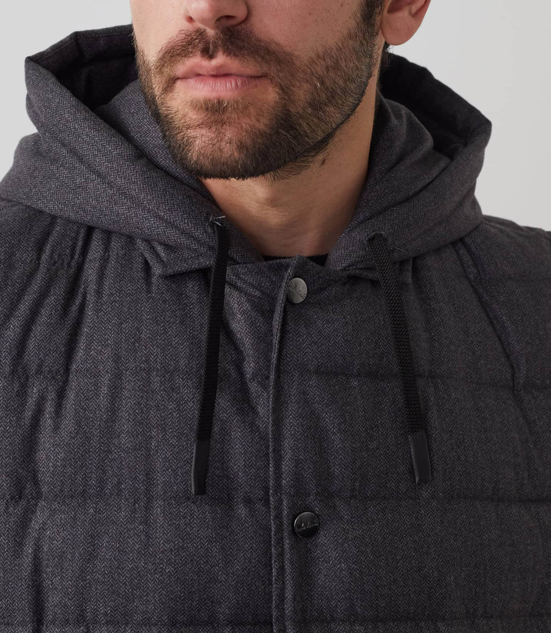 Fabio" charcoal grey sleeveless down jacket