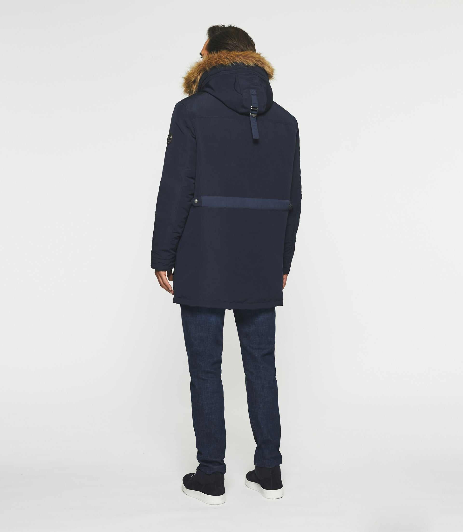 Long hooded parka navy MANOURY