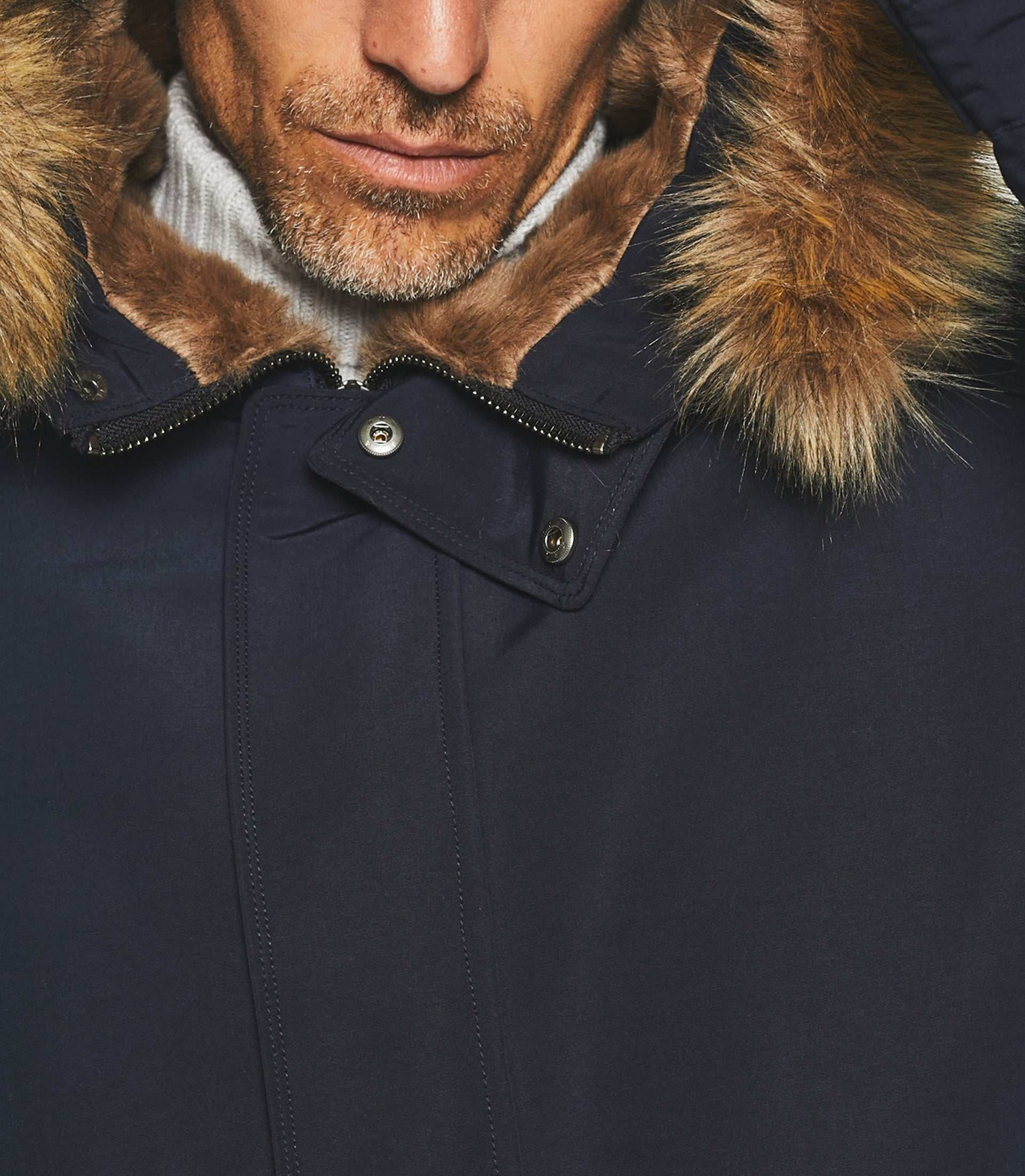 Long hooded parka navy MANOURY