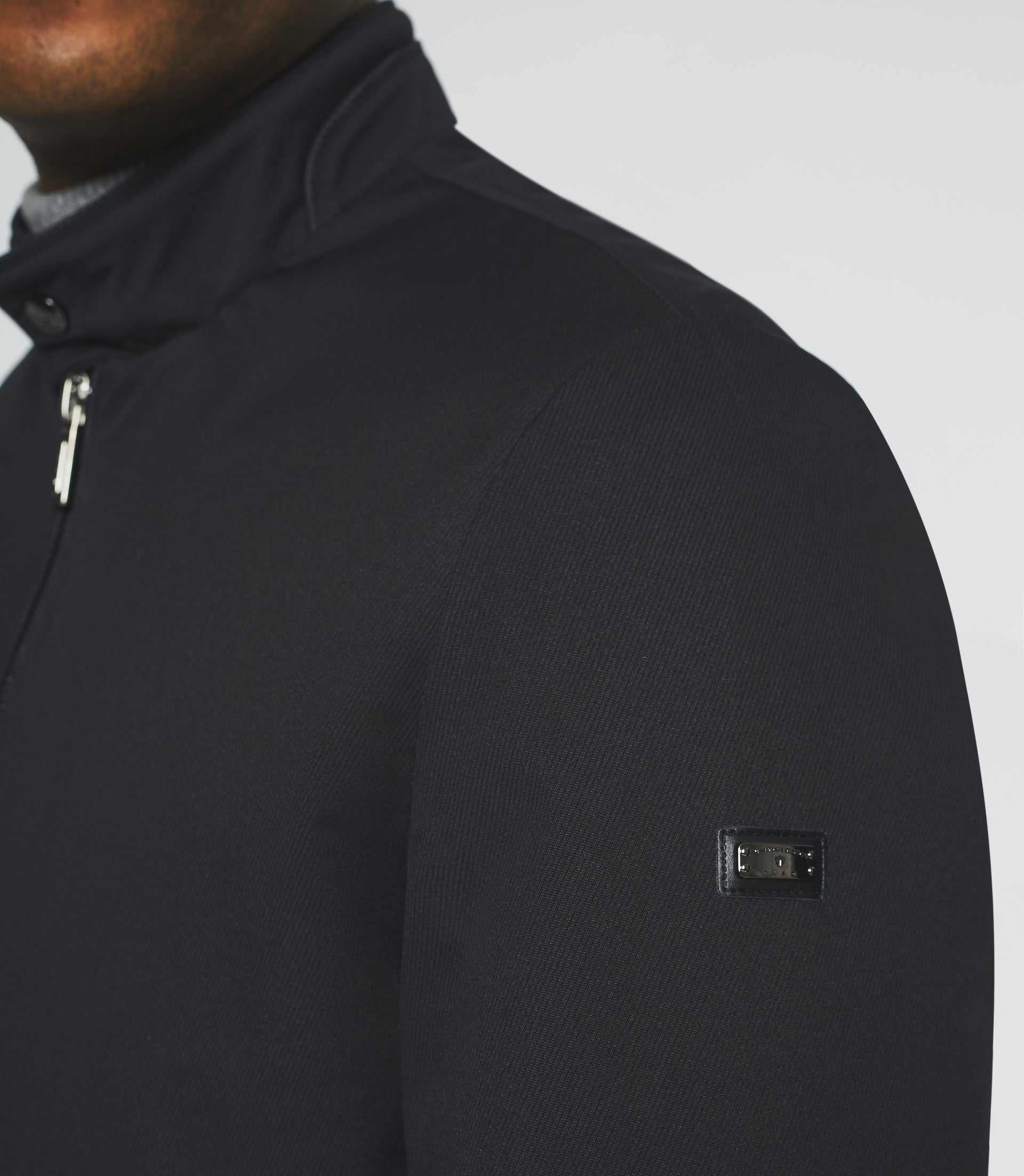 MARCOS navy high collar jacket