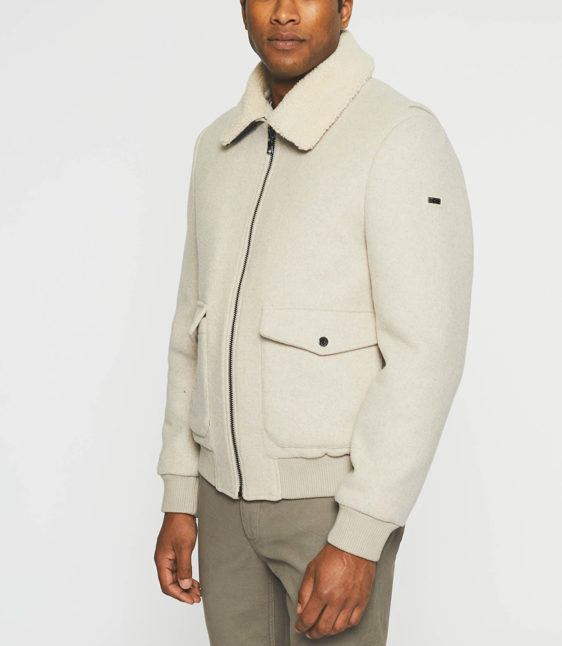 Wool jacket with removable collar MATHIAS