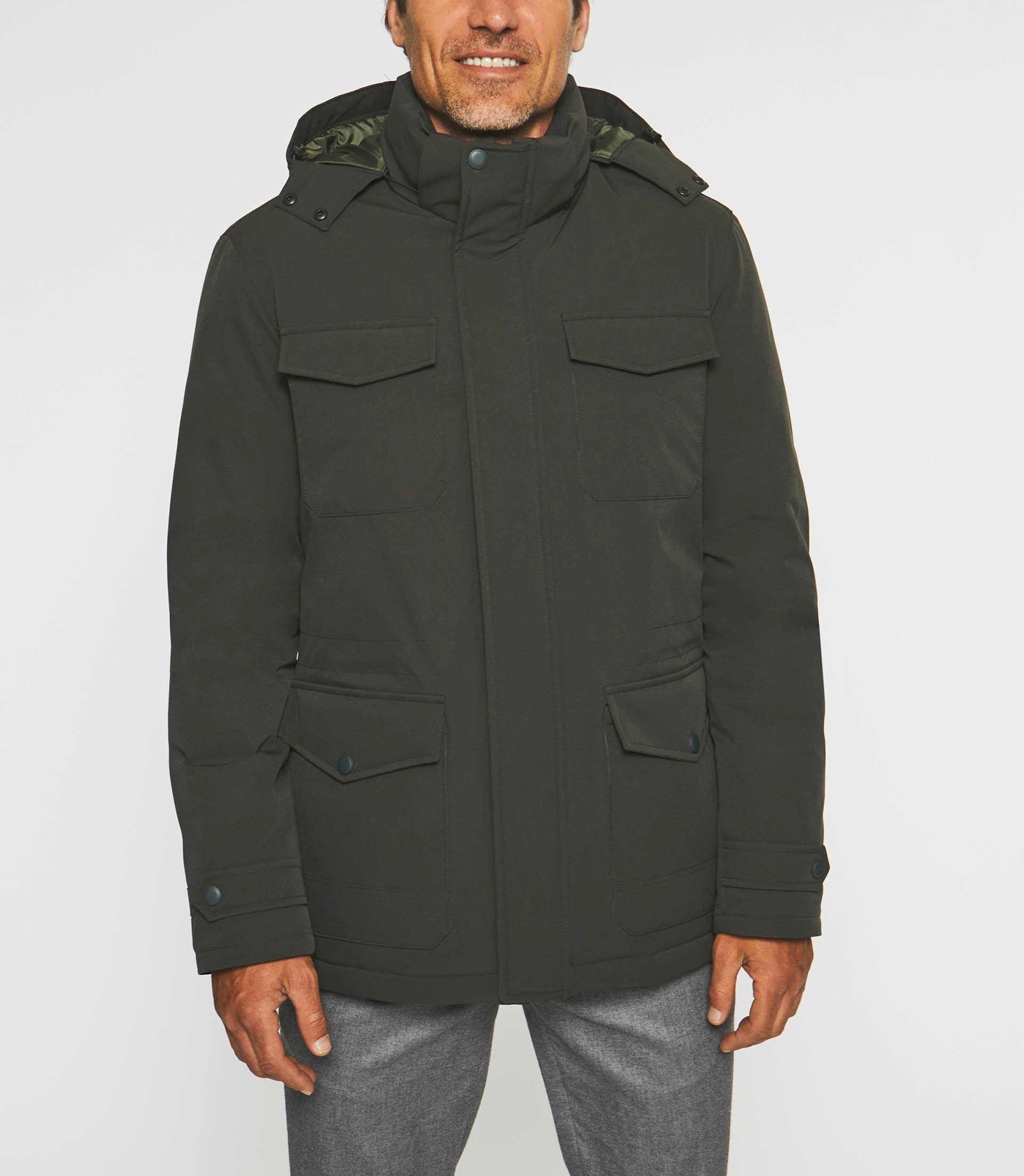 Khaki removable hooded parka MIRAN