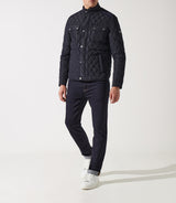 Navy quilted stand-up collar overshirt jacket MACEOBT