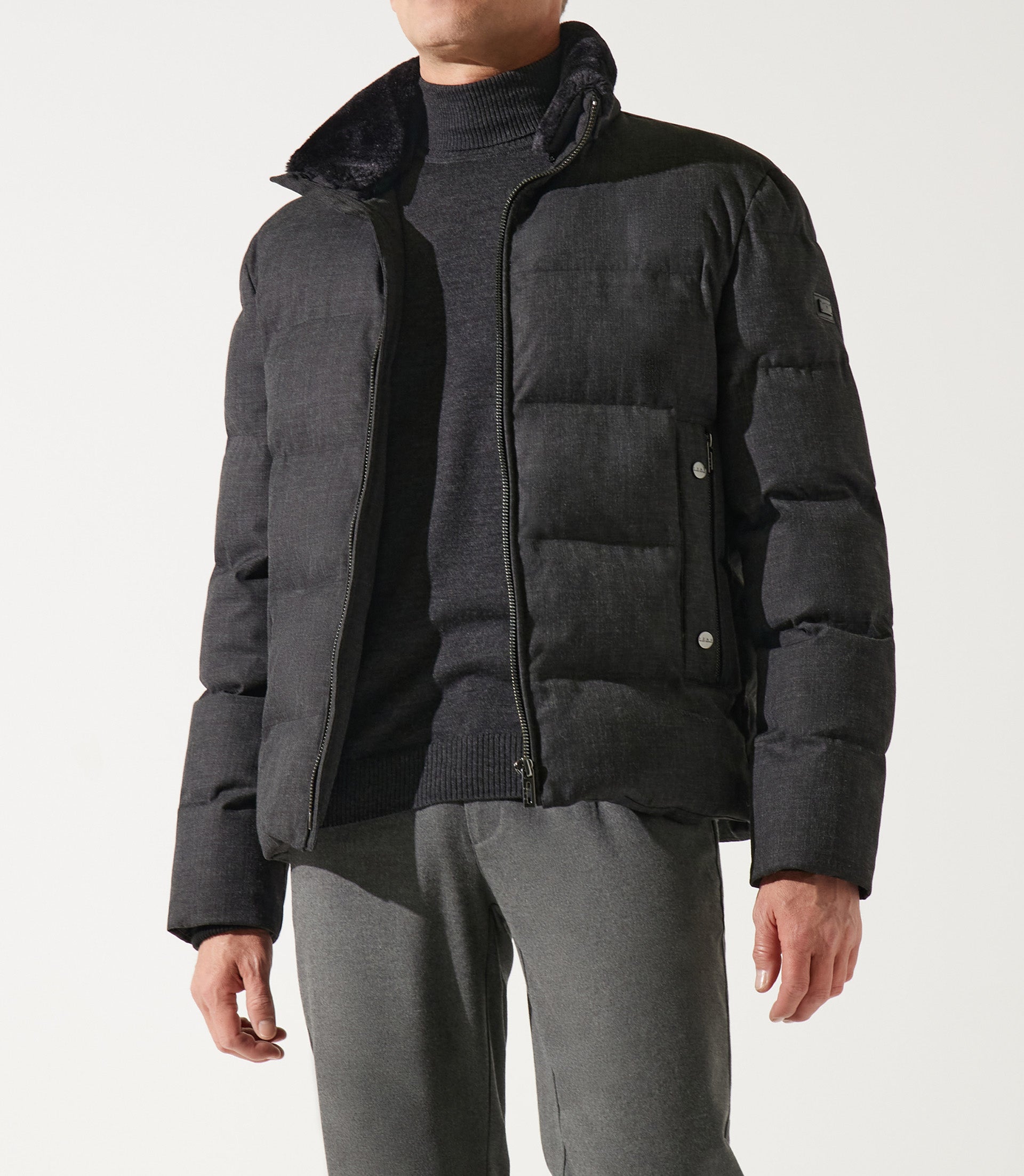 Quilted stand-up collar jacket in anthracite MAJORQUE