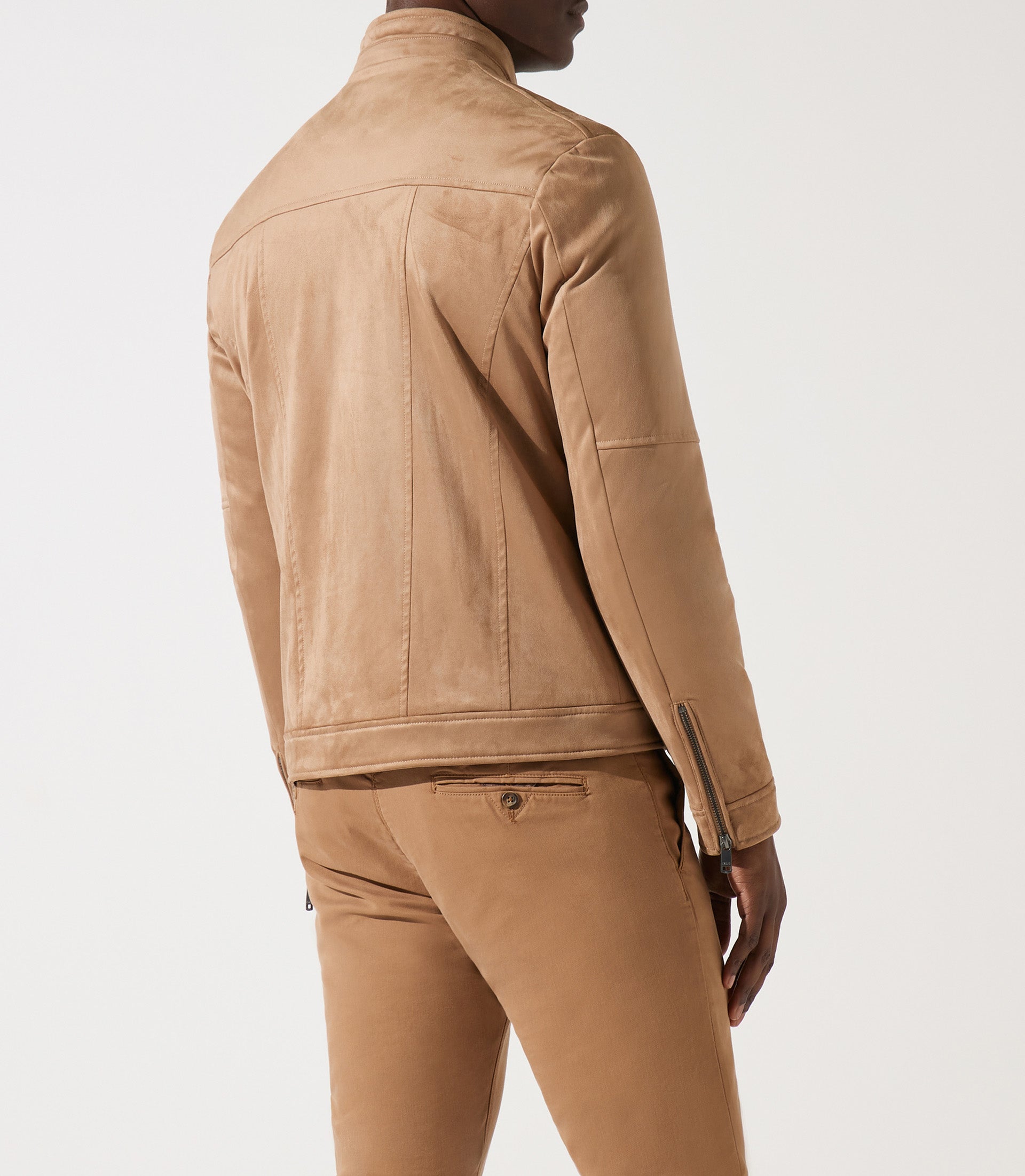 Blouson col officier en suède beige MALWEN