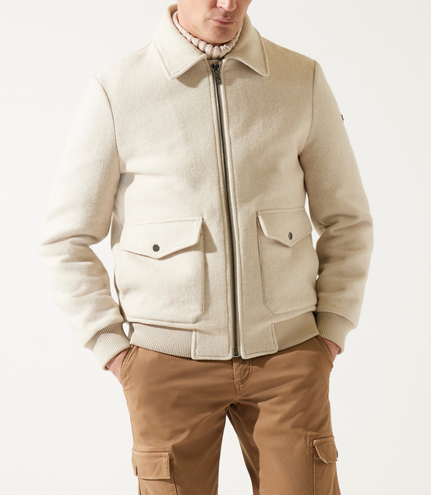 Blouson en laine col sherpa mastic MATHIAS - IZAC