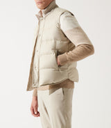 MIAMI beige stand-up collar sleeveless down jacket