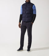 MIAMI navy sleeveless padded jacket with stand-up collar