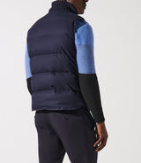 MIAMI navy sleeveless padded jacket with stand-up collar